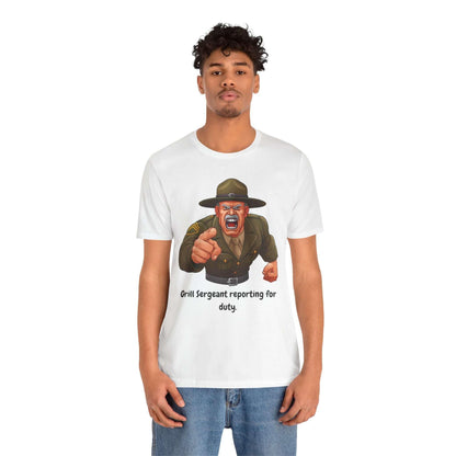 Funny Grill Sergeant t-shirt for men featuring cartoon sergeant design, perfect for casual wear.