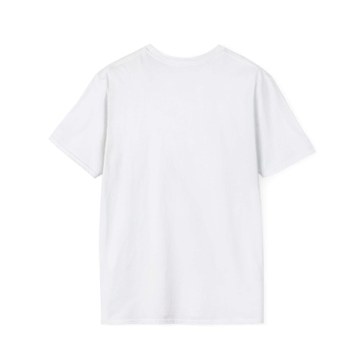 Back view of a plain white unisex t-shirt showcasing its classic fit and comfortable design.