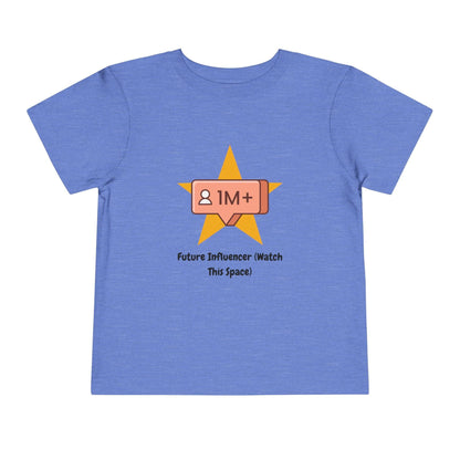 Blue toddler T-shirt featuring 'Future Influencer' design, made from comfortable Airlume cotton, perfect for fun and stylish wear.